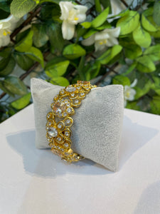 Gold chunky clear stone bangle - House Of Swavo
