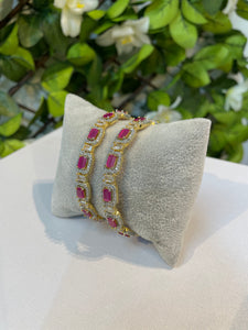 Gold and silver ruby bangles - House Of Swavo