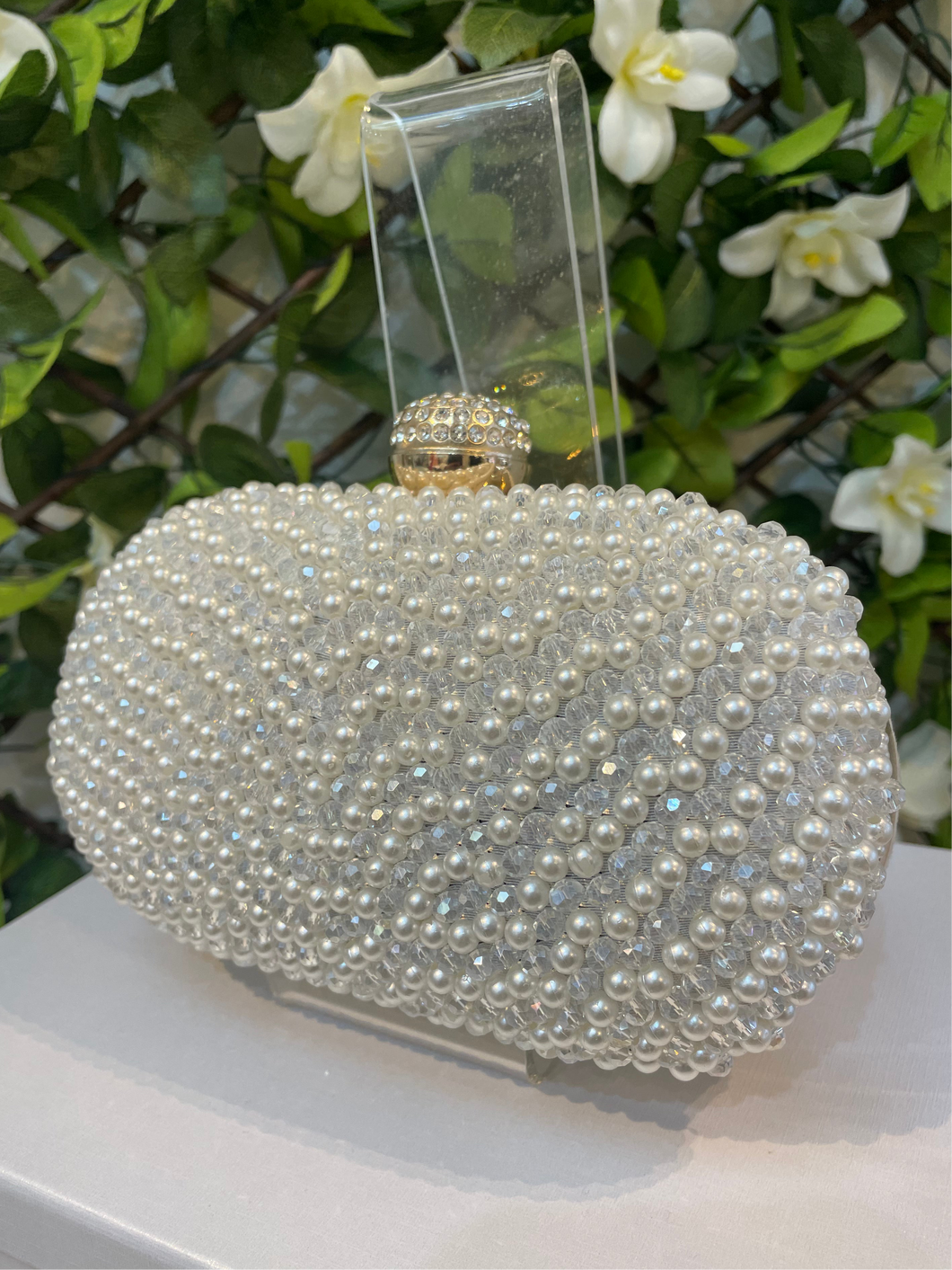 Pearl and Crystal Clutch - House Of Swavo