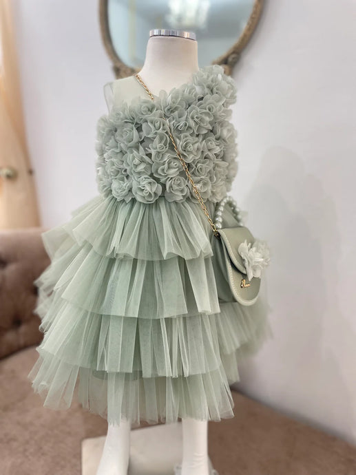 Rosetta Girl Dress Sage