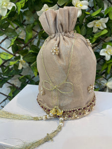 Hand Embroidered Beaded Potli Bag - House Of Swavo