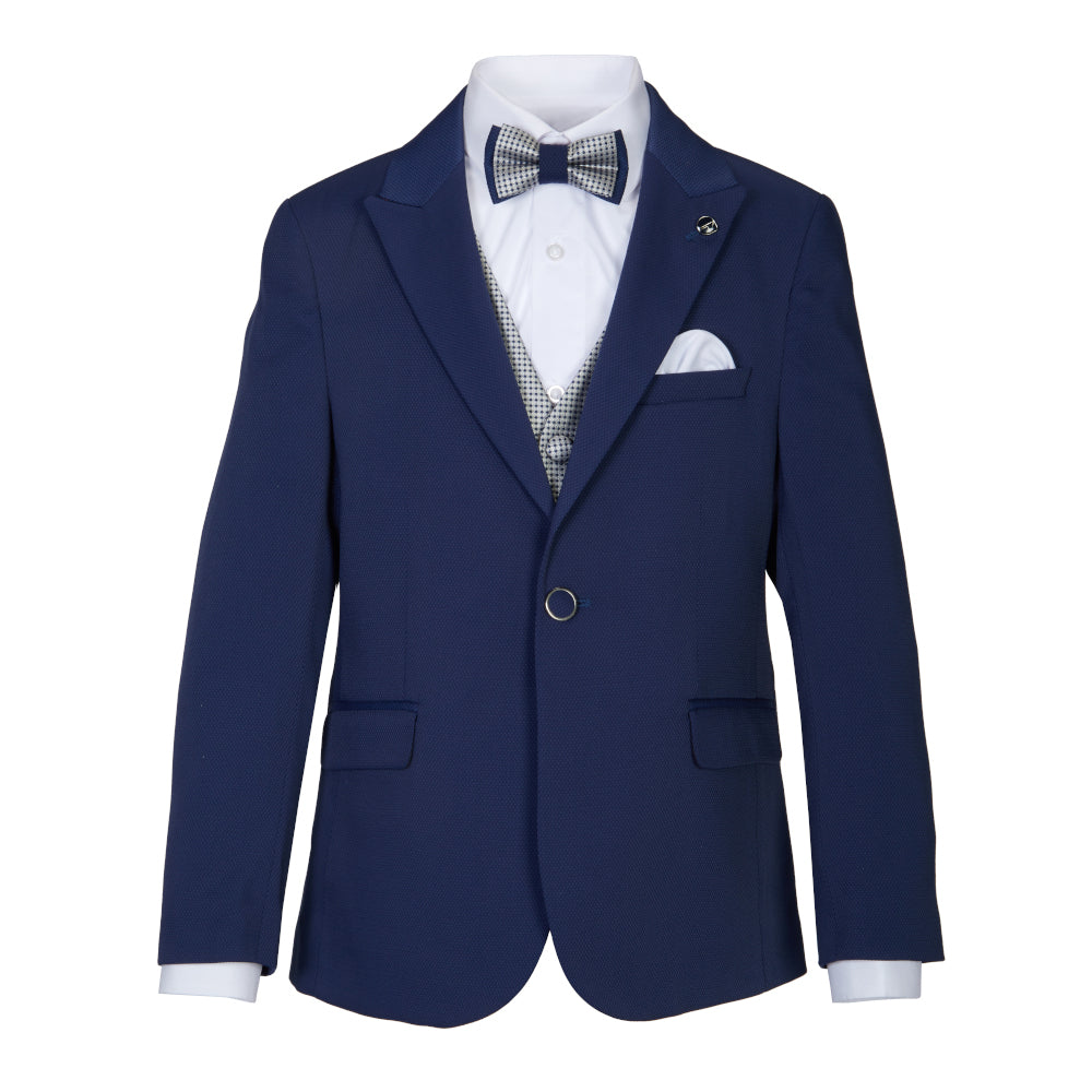 Clive 5-Piece Navy Blue Boys Suit - House Of Swavo